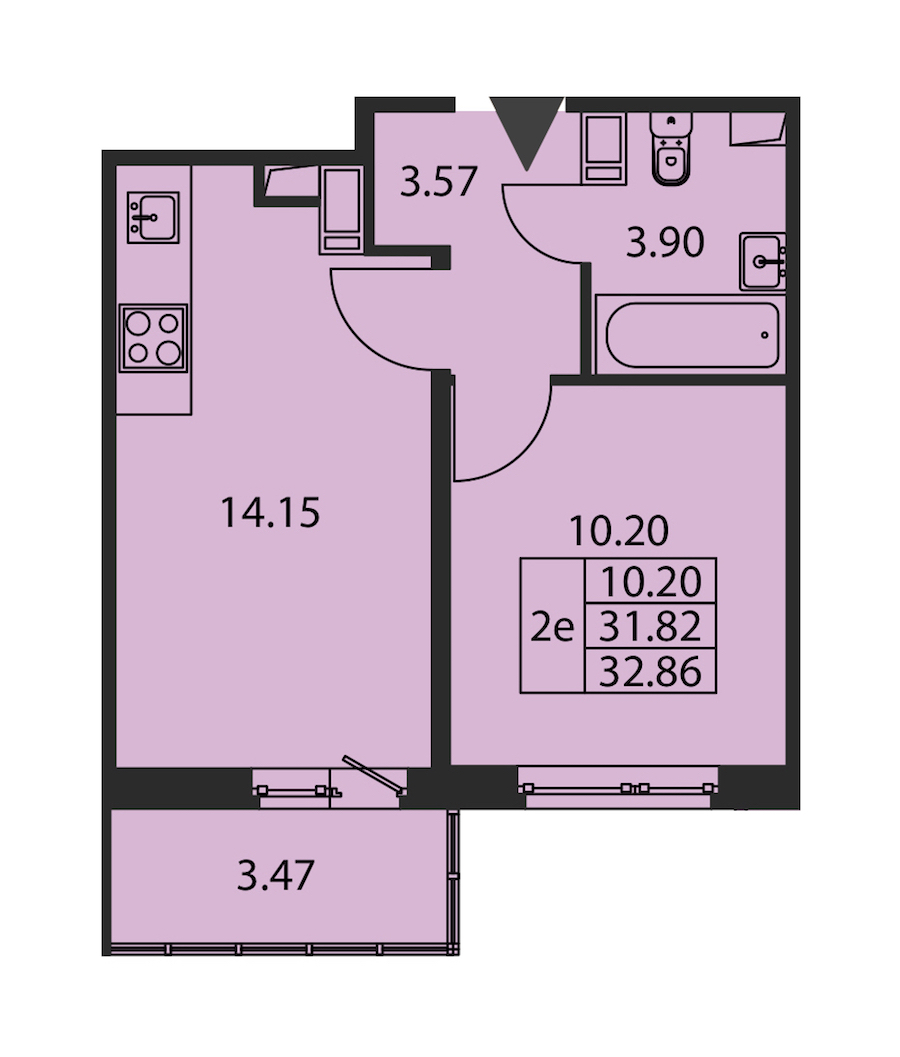 1-комнатная квартира 31.82 м², 11/12 эт., ЖК «Полис ЛАВрики»